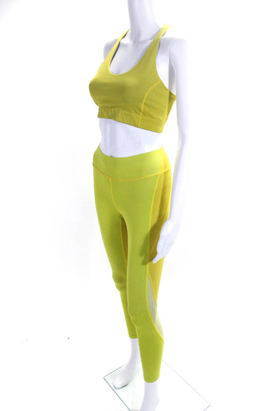 Outdoor Voices Womens Stretch Racerback Sports Bra + Leggings Set Yellow Size S