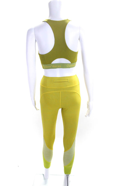 Outdoor Voices Womens Stretch Racerback Sports Bra + Leggings Set Yellow Size S