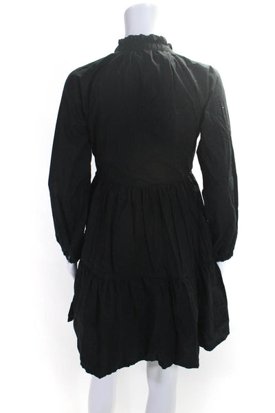 J Crew Womens Long Sleeves A Line Dress Black Size Extra Extra Small