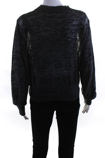 Etoile Isabel Marant Womens Crew Neck Thin Knit Crop Sweater Gray Linen FR 38