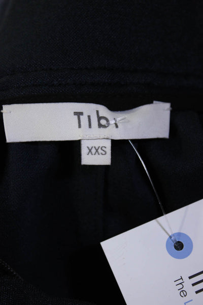 Tibi Womens Puff Sleeve Mock Neck Full Zip Bomber Jacket Navy Blue Size XXS