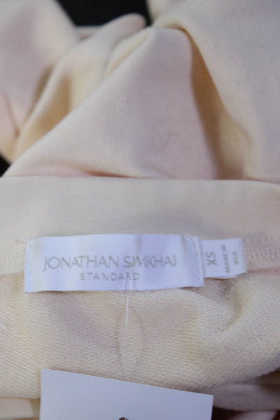 Jonathan Simkhai Womens Cropped Crew Neck Button Up Cardigan Sweater Beige XS