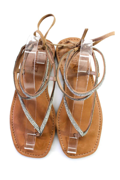 Schutz Ugg Australia Women's Rhinestone Trim Strappy Sandals Brown Size 5, Lot 2