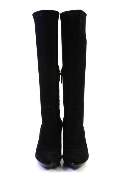 Aquazzura Women's Suede Pointed Knee High Boots Black Size 5