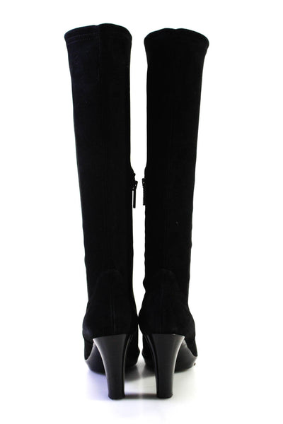 Aquazzura Women's Suede Pointed Knee High Boots Black Size 5