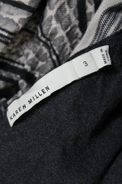 karen Millen Women's Open Front Waterfall Collar Striped Cardigan Gray Size 3