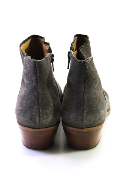 Jack Rogers Womens Suede Almond Toe Side Zip Low Heel Ankle Boots Gray Size 8M