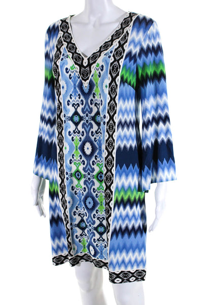 Maggy London Womens Abstract Print V-Neck Mini Tunic Dress Multicolor Size 8