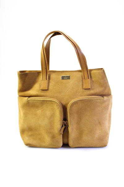 Gucci Womens Suede Snap Closure Top Handle Handbag Purse Yellow