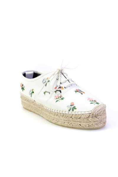 Saint Laurent Womens Floral Print Platform Espadrille Sneakers White Size 34.5 4
