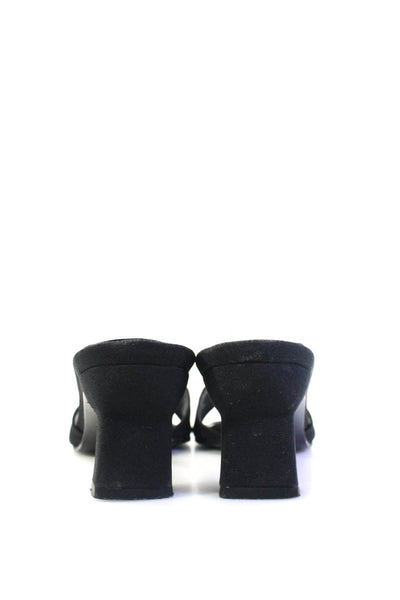 Stuart Weitzman Womens Fabric Open Toe Low Heels Sandals Slides Black Size 8.5B