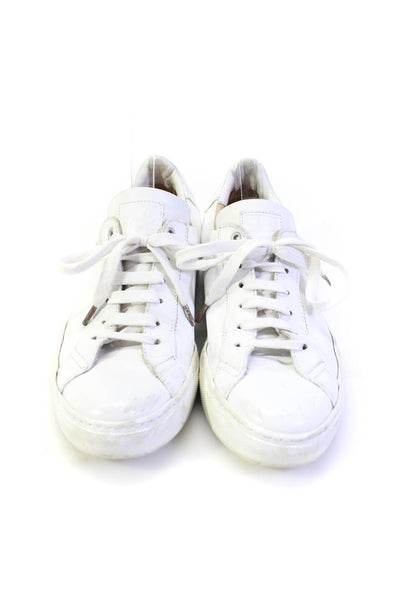 Belstaff Womens Leather Low Top Lace Up Casual Sneakers White Size 8US 38EU
