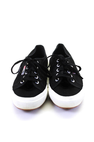 Superga Womens Round Toe Lace-Up Tied Low Top Sneakers Black Size EUR37