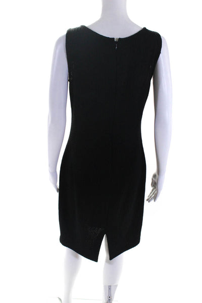 St. John Caviar Women's Sleeveless Textured Knit Bodycon Dress Black Size 6