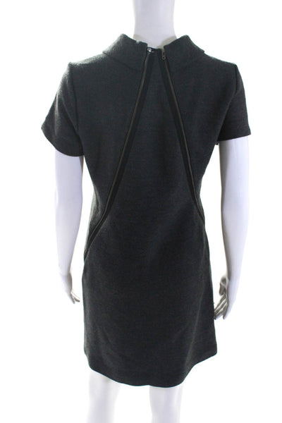 Theory Women's Mock Neck Cap Sleeves A-Line Mini Dress Gray Size 6