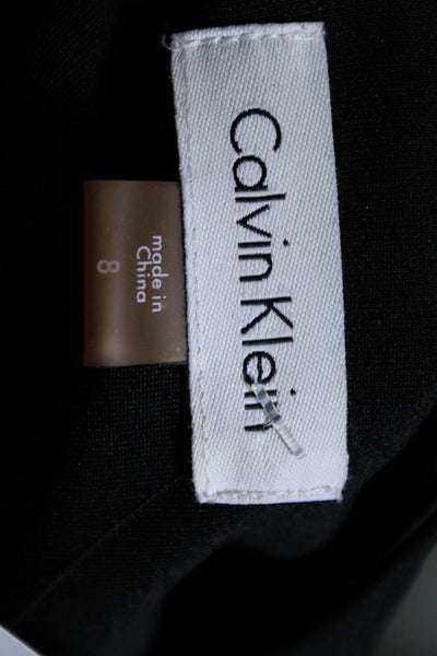 Calvin Klein Womens Ruffled Short Sleeve Knee Length Shift Dress Black Size 8
