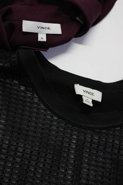 Vince Women's Collar Long Sleeves Button Up Shirt Burgundy Size XS Lot 2