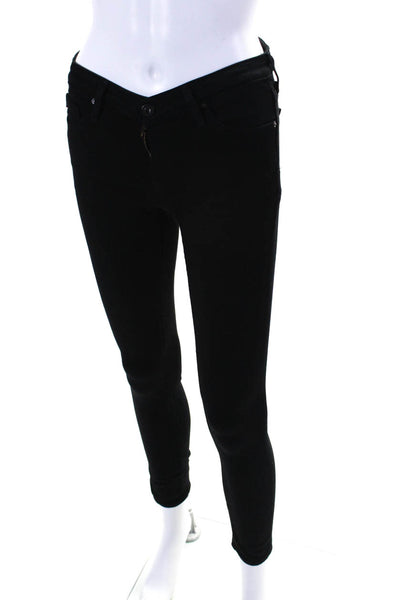 AG Adriano Goldschmied Women's Mid Rise Ankle Skinny Jeans Black Size 25
