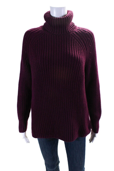 525 America Women's Cotton Long Sleeve Turtleneck Pullover Sweater Purple Size M