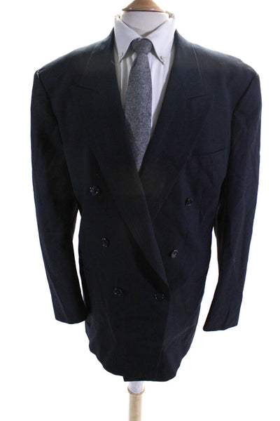 Christian Dior Mens Wool Striped Double Breast Buttoned Blazer Black Size EUR48