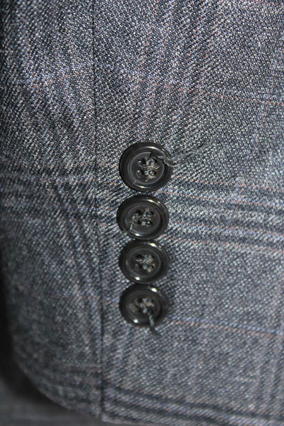 Hart Schaffner Marx Mens Plaid Print Buttoned Blazer Jacket Gray Size EUR43
