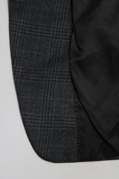 Hart Schaffner Marx Mens Plaid Print Buttoned Blazer Jacket Gray Size EUR43