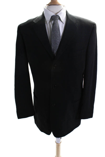 Hugo Boss Mens Wool Darted Buttoned Long Sleeve Collared Blazer Black Size EUR44