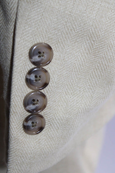 Patrick James Mens Wool Buttoned Darted Collared Blazer Jacket Beige Size EUR42