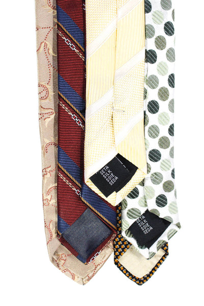 Calvin Klein Brooks Brothers Mens Silk Striped Spotted Ties Beige Size OS Lot 5