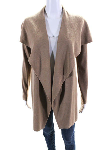Theory Womens Wool Tight-Knit Draped Front Sweater Cardigan Camel Brown Size S