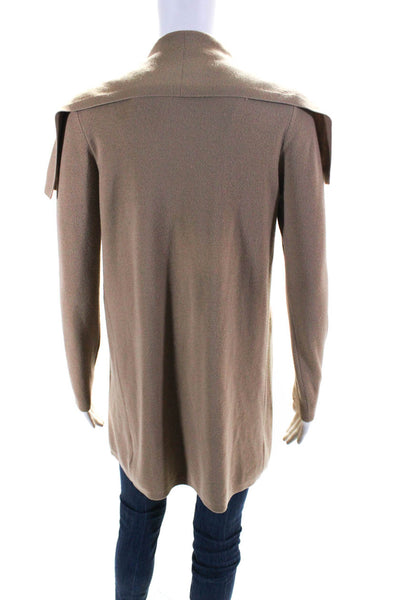 Theory Womens Wool Tight-Knit Draped Front Sweater Cardigan Camel Brown Size S