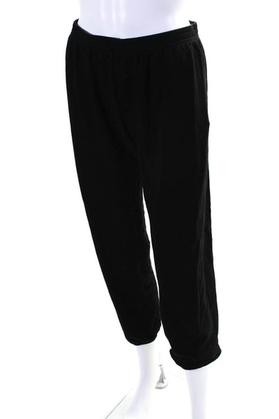 Monrow Womens Cotton Fleece Scrunched Hem Mid-Calf Capri Sweatpants Black Size S