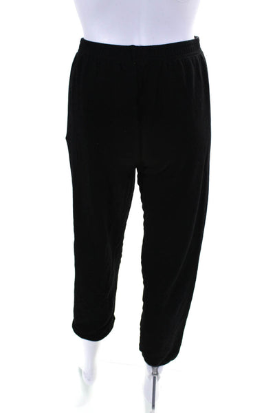 Monrow Womens Cotton Fleece Scrunched Hem Mid-Calf Capri Sweatpants Black Size S