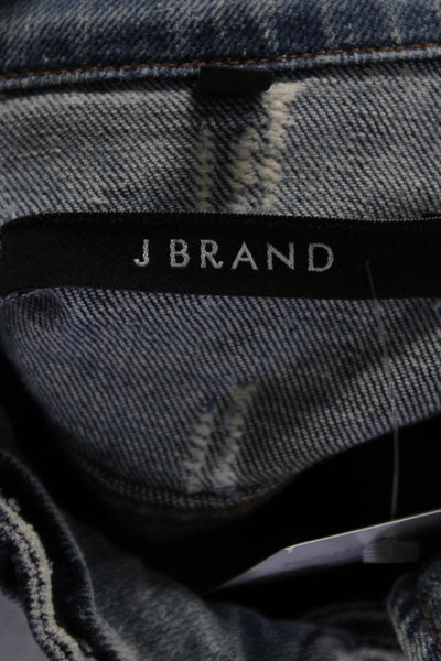 J Brand Womens Collar Distress Button Up Jean Medium Wash Jean Jackets One Size