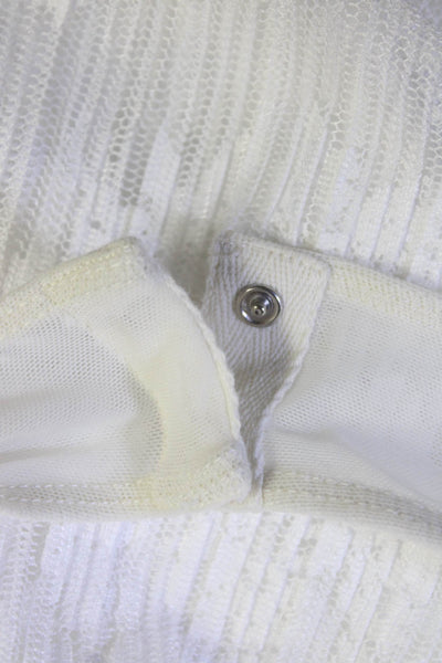 ASTR Women's Short Sleeve V-Neck Lace Bodysuit Blouse White Size M
