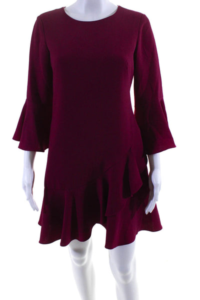 Eliza J Womens Long Sleeves Ruffled A Line Dress Violet Pink Size 2