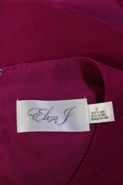 Eliza J Womens Long Sleeves Ruffled A Line Dress Violet Pink Size 2