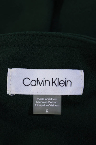 Calvin Klein Womens Long Sleeves A Line Dress Emerald Green Size 8