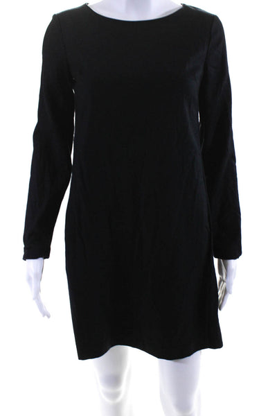 Theory Womens Long Sleeves Paneled Shirt Dress Black Wool Size Petite