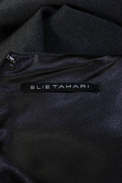 Elie Tahari Womens Midi Short Sleeves Sheath Dress Gray Wool Size 10