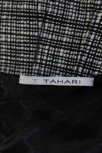 T Tahari Womens Tweed Mesh Sleeveless Sheath Dress Black White Cotton Size 10