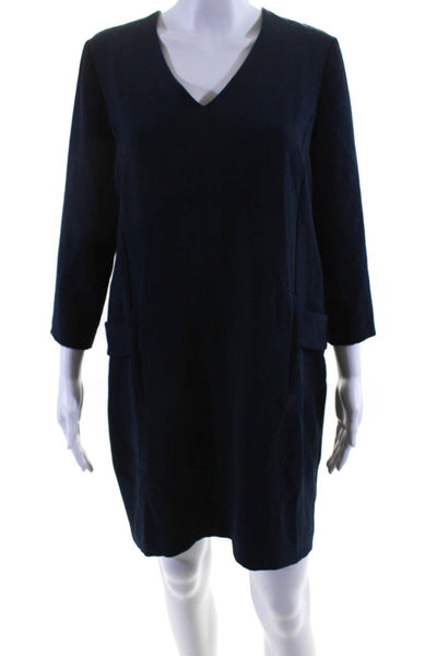 Comptoir Des Cotonniers Womens V Neck Shirt Dress Navy Blue Size Medium