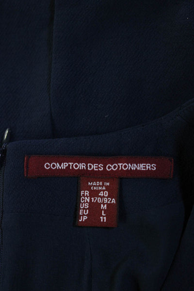 Comptoir Des Cotonniers Womens V Neck Shirt Dress Navy Blue Size Medium