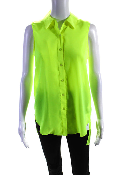 Theyskens Theory Womens  Button Down Tank Top Neon Green Size Petite