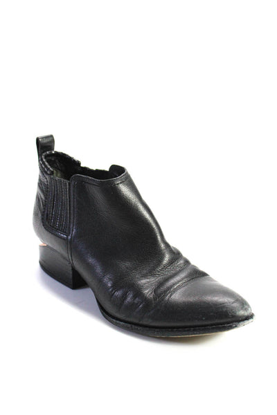 Alexander Wang Womens Leather Asymmetrical Block Heels Booties Black Size EUR39