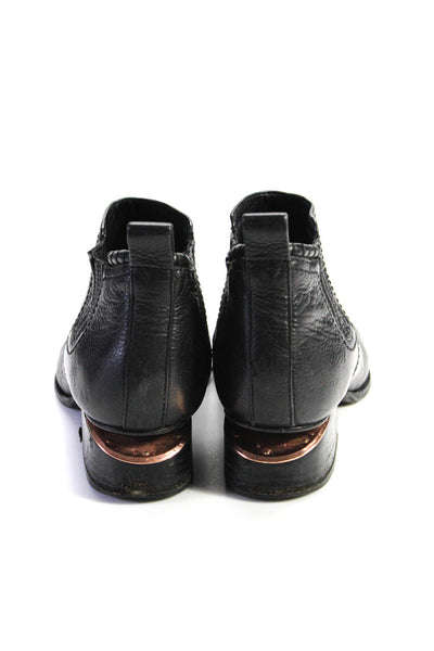 Alexander Wang Womens Leather Asymmetrical Block Heels Booties Black Size EUR39