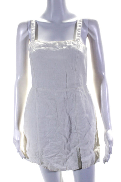 Zulu & Zephyr Womens Linen Darted Zipped Mini Sheath Dress White Size XS