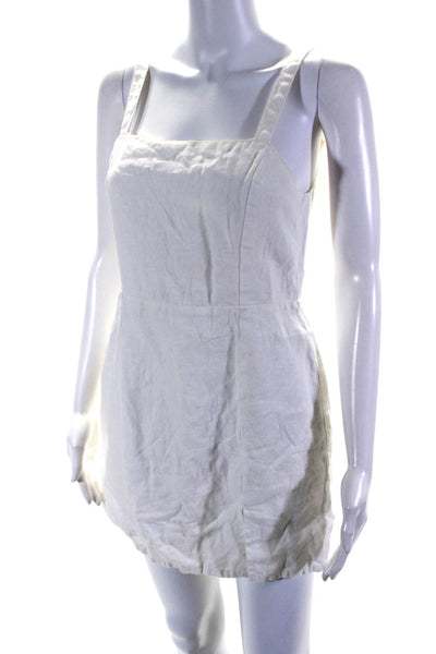 Zulu & Zephyr Womens Linen Darted Zipped Mini Sheath Dress White Size XS