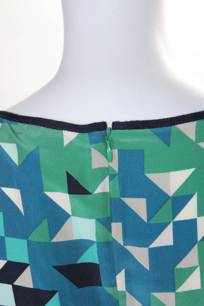 Tory Burch Womens Abstract Embellished Sleeveless Blouse Top Blue Size 10