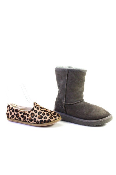 Sabah Ugg Australia Girls Loafers Comfort Boots Beige Gray Size 9.5US 26EU Lot 2